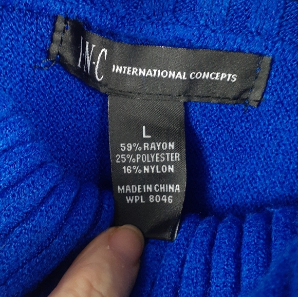 INC Blue Cowl Neck Fold Over Turtleneck Dolman Cro - Picture 8 of 11